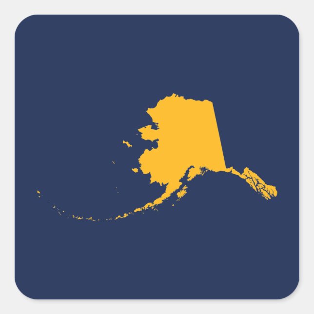 Sticker Carré Alaska en bleu et or (Devant)