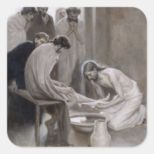 Sticker Carré Albert Edelfeel - Jésus Laver les pieds des discip