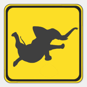 Sticker Carré Alerte : Dancing Elephant Xing !