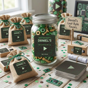 Sticker Carré Alerte Système Enterrement de Vie de Garçon Hacker