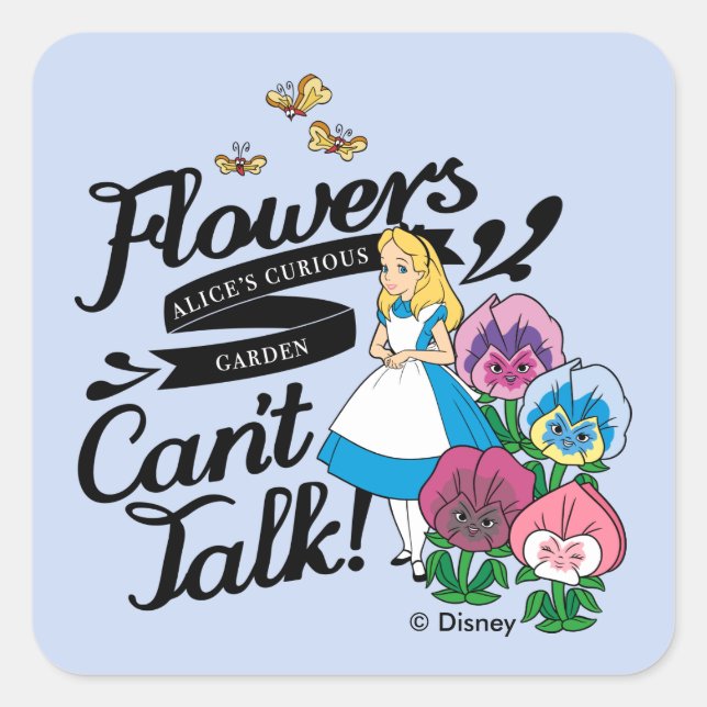 Sticker Carré Alice Au Pays Des Merveilles | Alice & Les Fleurs (Devant)