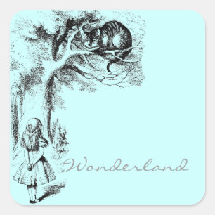 Sticker Carré Alice au pays des merveilles et Cheshire Cat