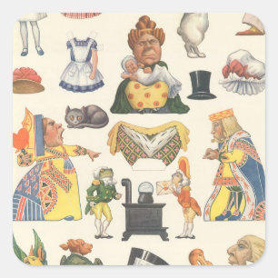 Sticker Carré Alice au pays des merveilles, poupée en papier vic