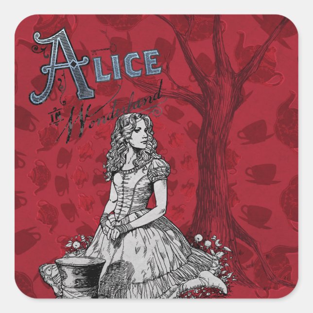 Sticker Carré Alice au pays des merveilles - Tim Burton (Devant)