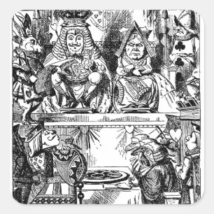 Sticker Carré Alice au pays des merveilles vintage, Procès de la