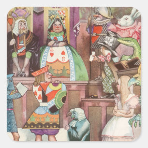 Sticker Carré Alice au Pays des Merveilles vintage, Reine de Cœu