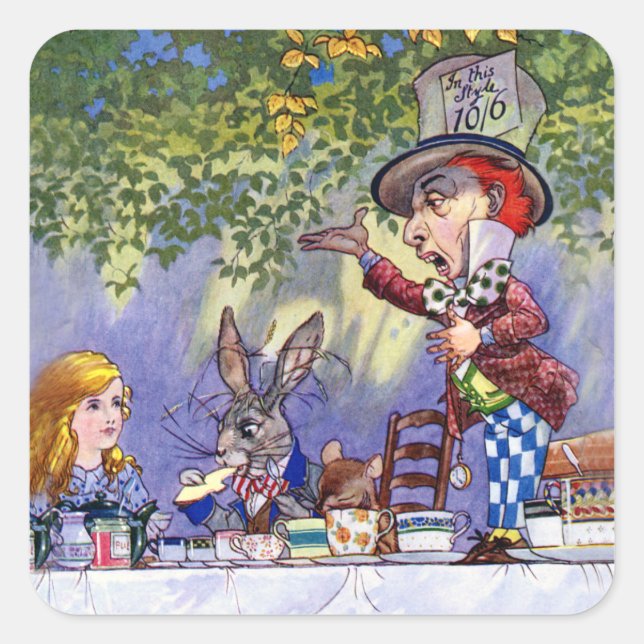 Sticker Carré Alice au Tea Party de The Mad Hatter (Devant)