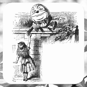 Sticker Carré Alice au Wondlerand, Humpty Dumpty avec Alice