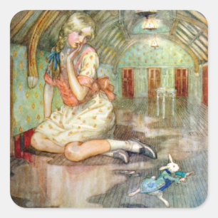 Sticker Carré Alice devient trop grande pour la maison au pays d