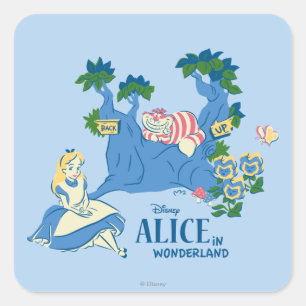 Sticker Carré Alice et Cheshire Cat