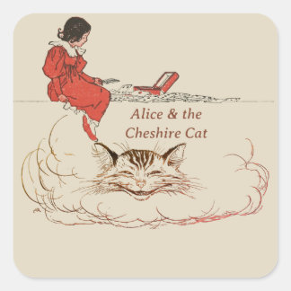 Sticker Carré Alice et le Cheshire Cat