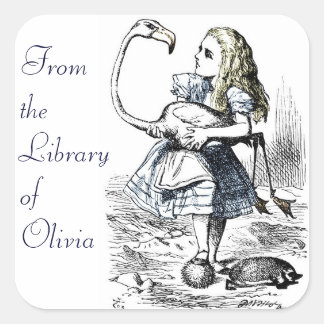 Sticker Carré Alice et le Flamant rose