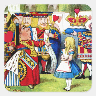 Sticker Carré Alice rencontre la reine des coeurs au pays des