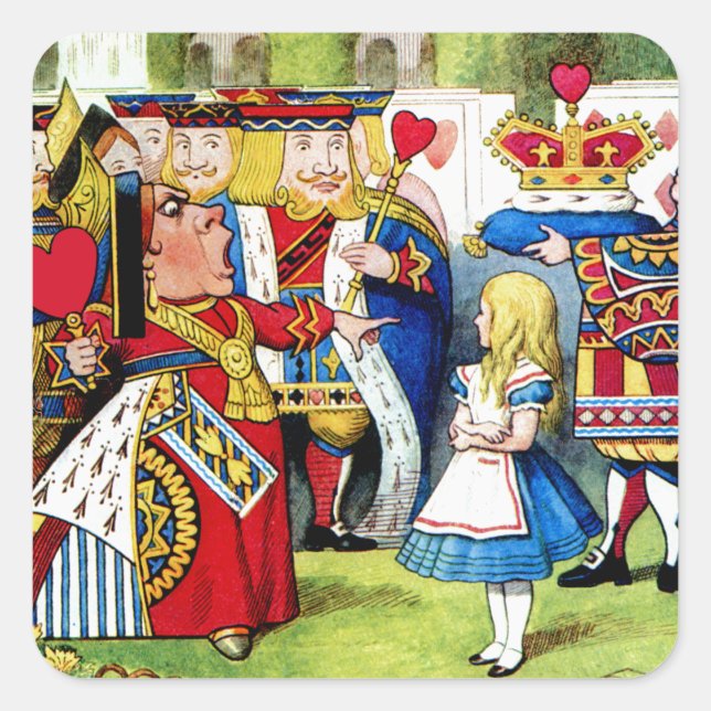 Sticker Carré Alice rencontre la reine des coeurs au pays des me (Devant)