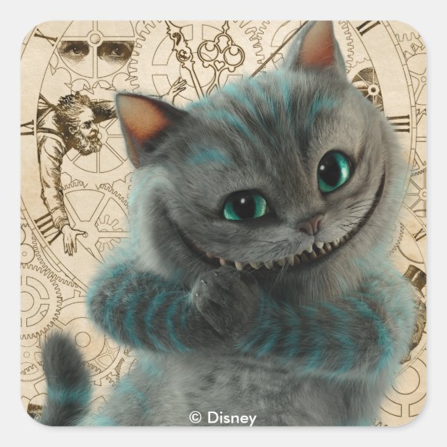 Sticker Carré Alice Thru le regard | Cheshire Cat Grin (Devant)