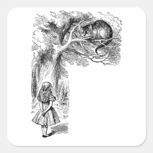 Sticker Carré Alice vintage au pays des merveilles, Cheshire Cat