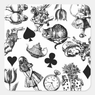 Sticker Carré Alice White Rabbit Wonderland Classic