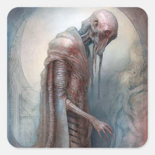 Sticker Carré Alien Créature Science Fiction