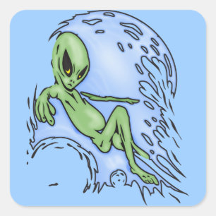 Sticker Carré Alien de surf corporel