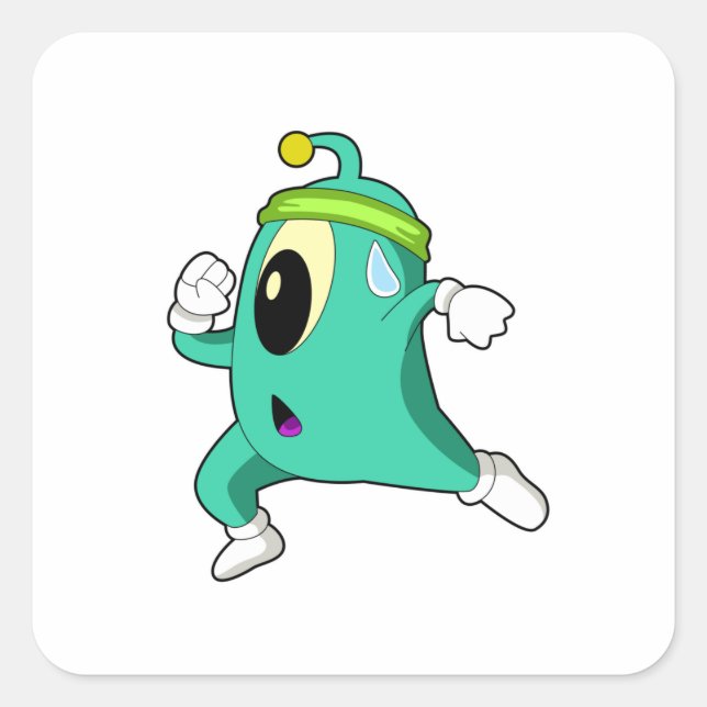 Sticker Carré Alien en tant que coureur (Devant)