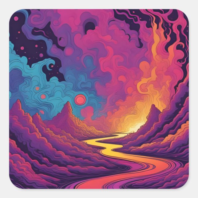 Sticker Carré Alien Lands (Devant)