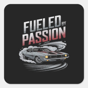Sticker Carré Alimenté par la passion - Conception passionnée de