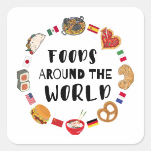 Sticker Carré Aliments dans le monde