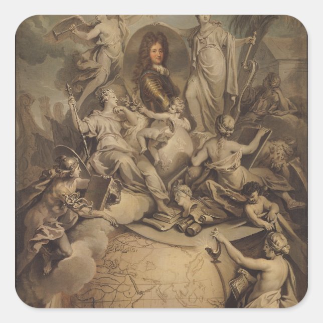 Sticker Carré Allégorie de Philippe II Duc d'Orléans, 1718 (Devant)