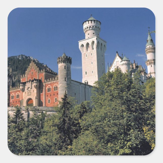 Sticker Carré Allemagne, Bavière, château de Neuschwanstein. (Devant)