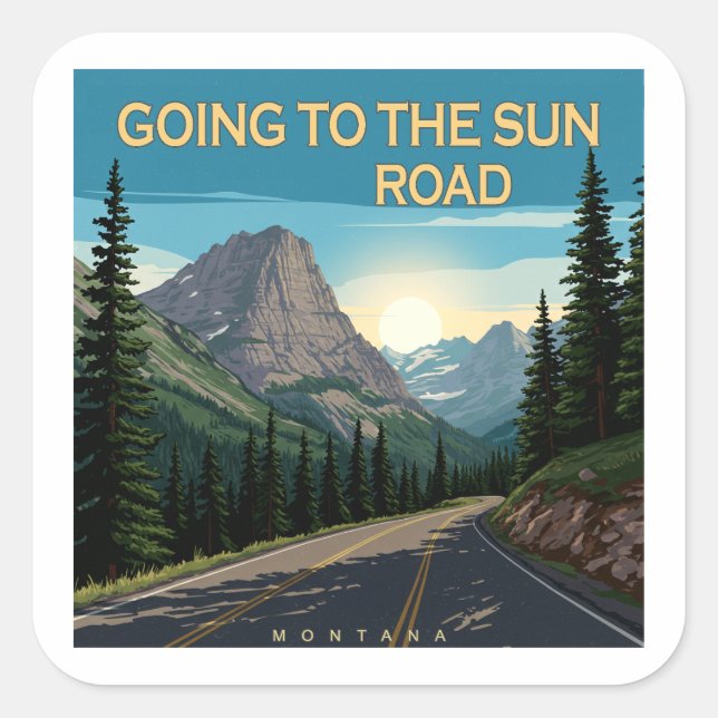 Sticker Carré Aller Au Paysage De Sun Road Montana (Devant)