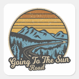 Sticker Carré Aller Au Sun Road Montana Retro