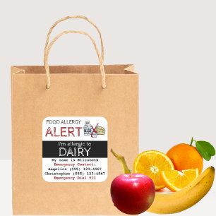 Sticker Carré Allergie des aliments laitiers