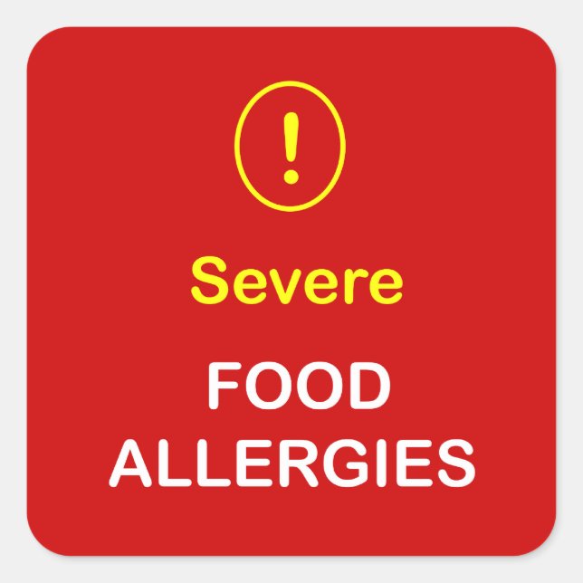 Sticker Carré Allergies alimentaires sévères. (Devant)