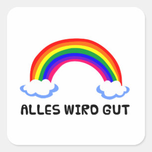 Sticker Carré alles wit intestin arc-en-ciel espoir coronavirus 