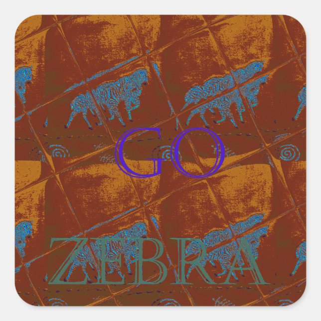 Sticker Carré Allez Zebra Safari Art Imprimer/Graphique (Devant)