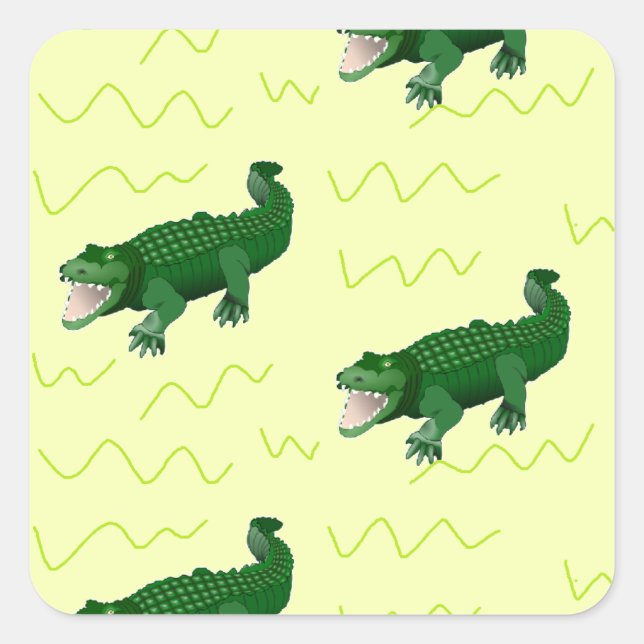 Sticker Carré Alligator sur jaune (Devant)