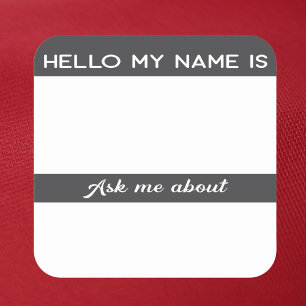 Sticker Carré Allo name tag Ask Me About