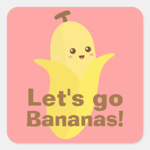 Sticker Carré Allons à la banane !