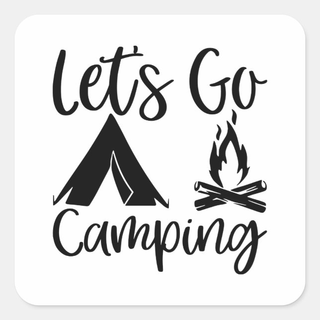 Sticker Carré Allons en Camping (Devant)