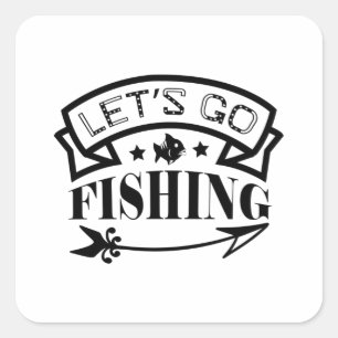 Sticker Carré Allons pêcher