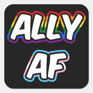 Sticker Carré Ally AF II - Drapeau LGBTQ Gay Trans Queer Pride