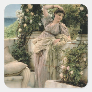 Sticker Carré Alma-Tadema   'Tu es Rose de Tous les Roses, 1885