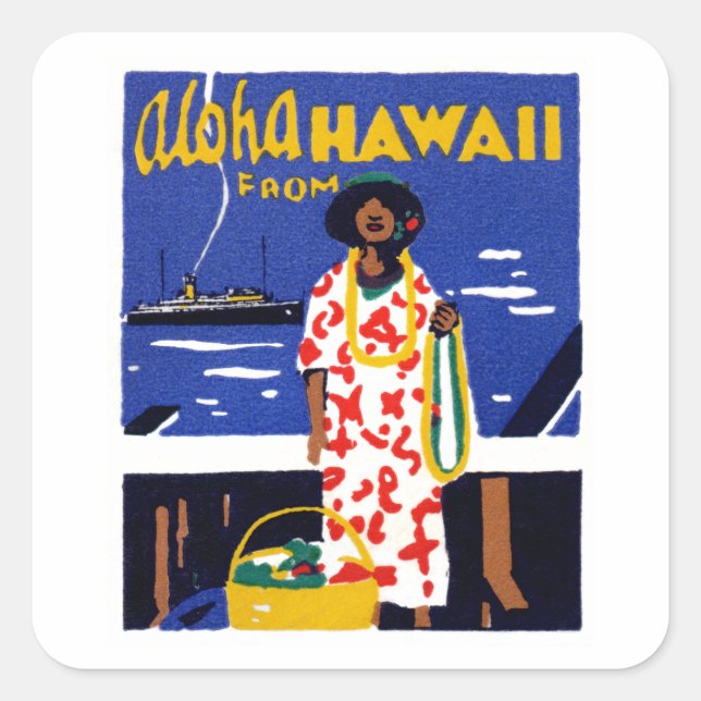 Sticker Carré Aloha d'Hawaï 1920 (Devant)