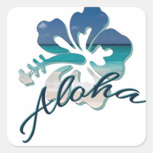 Sticker Carré Aloha Hawaï Hibiscus Flower