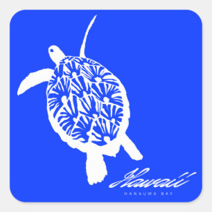 Sticker Carré Aloha Hawaii Honu Turtle