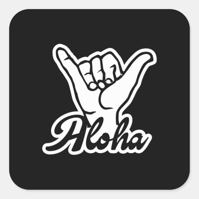 Sticker Carré Aloha Shaka Hand, Hang Loose sign (Devant)