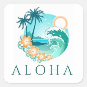 Sticker Carré Aloha Tropical