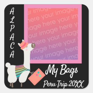Sticker Carré Alpaca Mes Sacs, Ajouter Votre Propre Photo