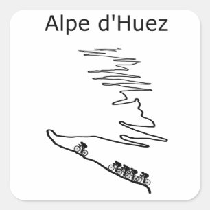 Sticker Carré Alpe d Huez en France à vélo pour hommes et femm