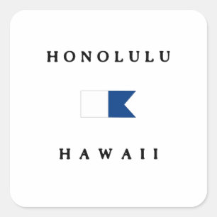 Sticker Carré Alpha drapeau de piqué de Honolulu Hawaï